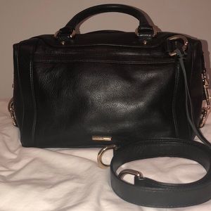 Rebecca Minkoff MAB Mini Satchel in black and gold